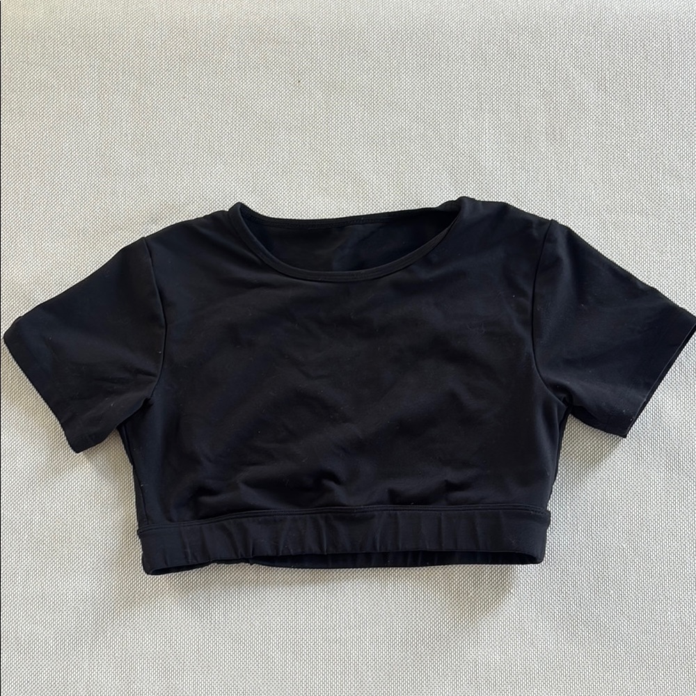 NVGTN Black Cropped Open Back Top